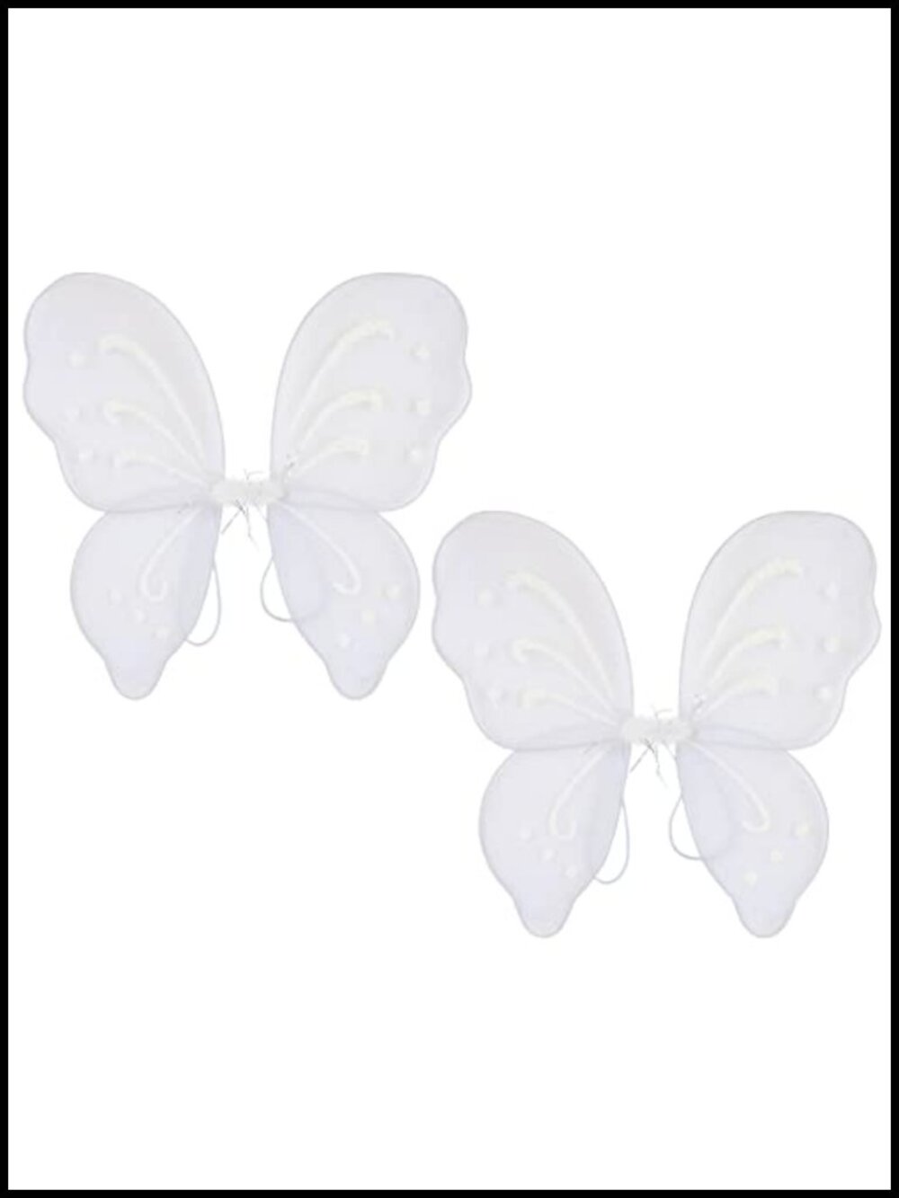 2 Pack White Fairy Wings Nylon Butterfly Costume Accessory Set